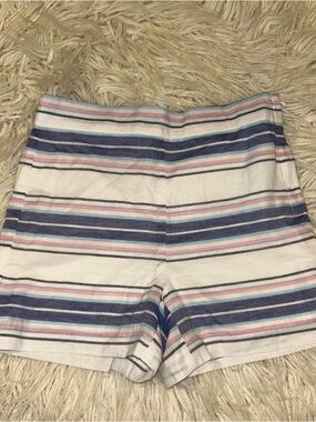 Janie and Jack Striped High-Waist Shorts - White / Blue / Pink